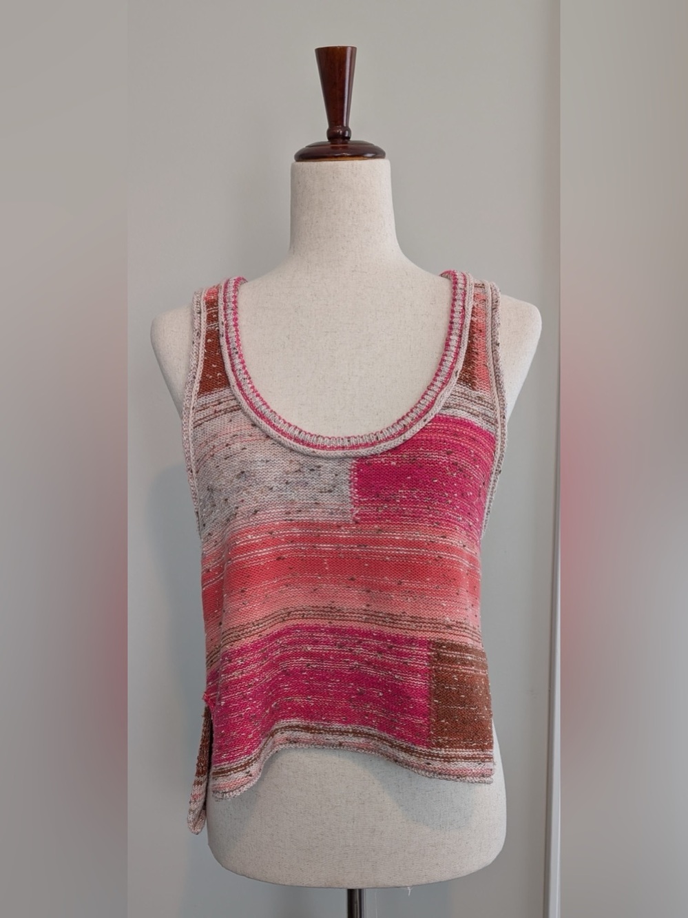 Pilcro Women’s Paipo Colorblock Scoop Sweater Tank Pink Pattern Size Small